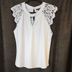 Elegant White Lace Sleeve Women's Top